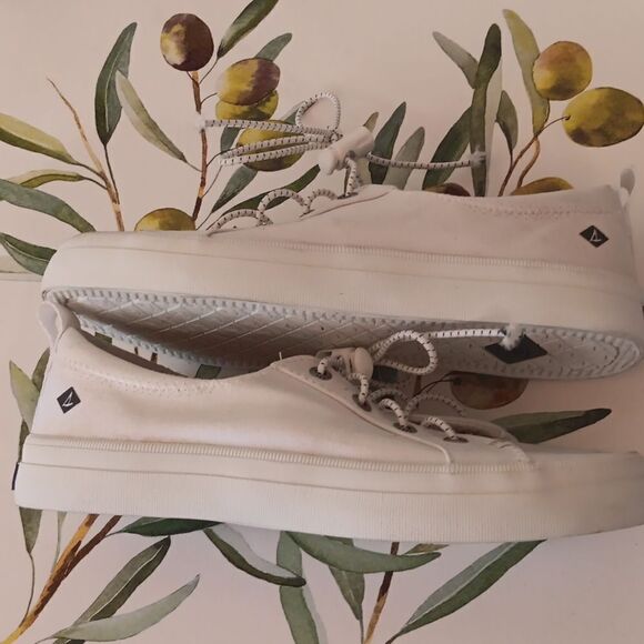 Sperry Top Siders White Canvas Sneakers - Picture 8 of 9